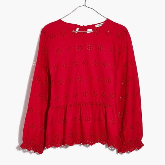 Madewell Tops - Madewell Eyelet Keyhole Peplum Top